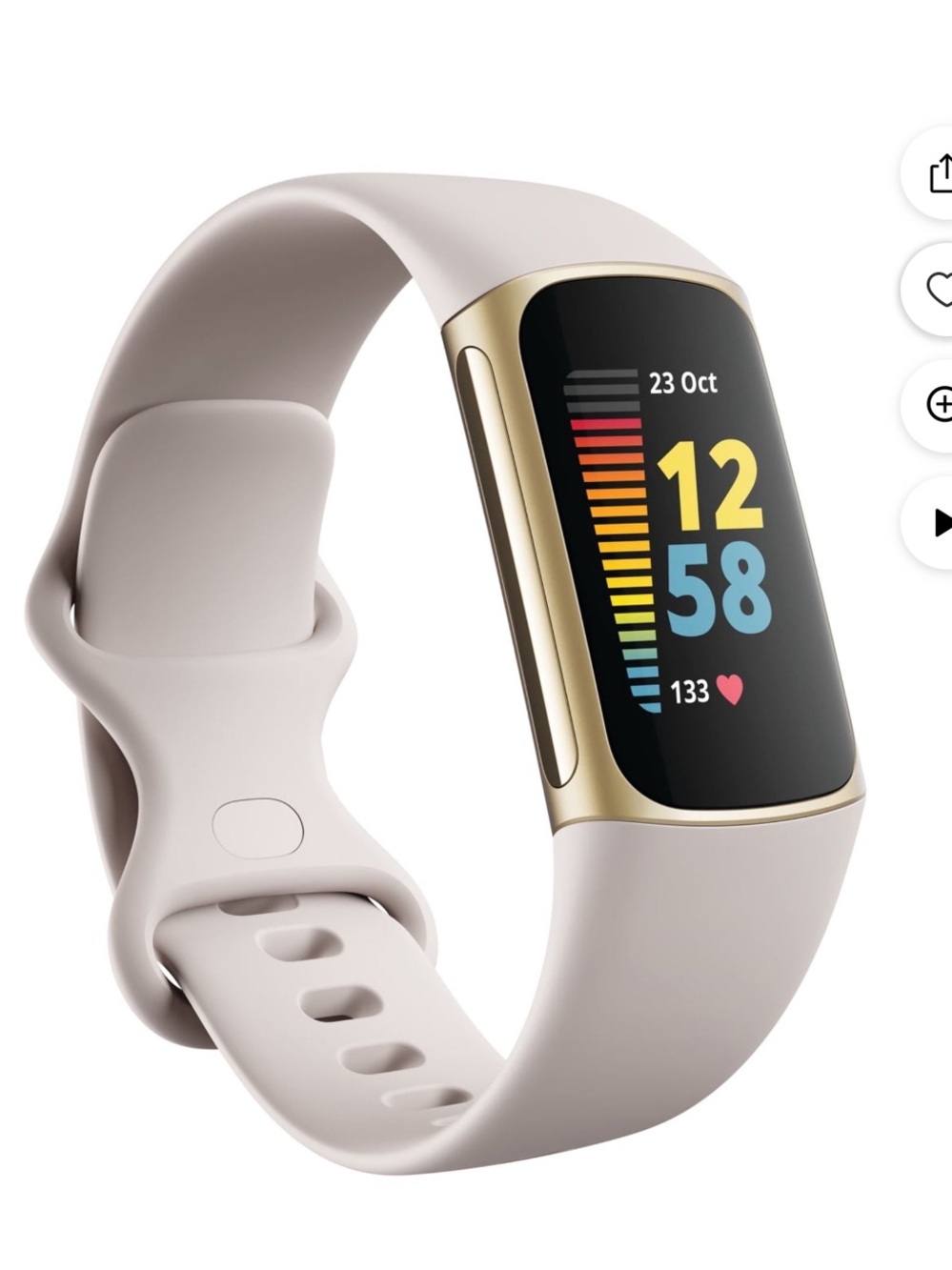 fitbit Luxe Fitness Tracker in Soft White with Gold Case